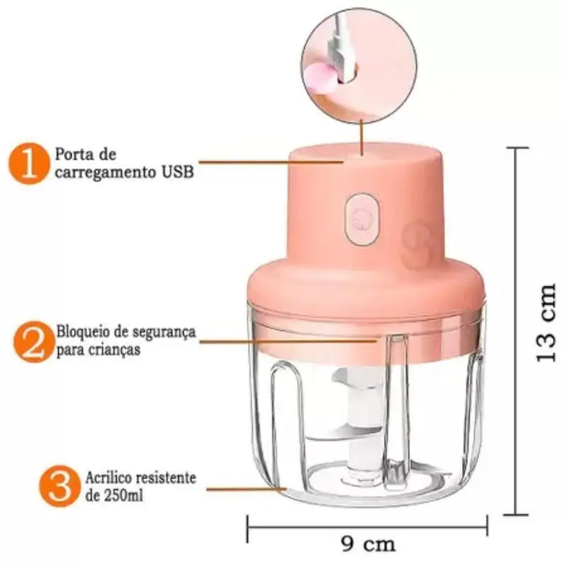 Mini processador elétrico 250ml